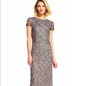 Adrianna Papell Sequin Scoop-Back Gown, Silver